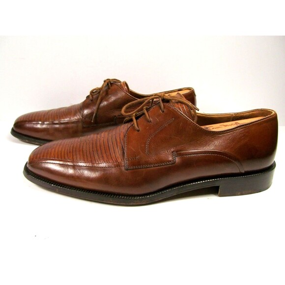 Johnston & Murphy Brown Leather Fancy Bike Toe Oxfords Mens Size US 9.5 M - Picture 4 of 11